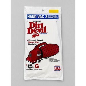 Vintage Genuine Dirt Devil Royal Type G Hand Held Vacuum Bags 3 Pack NOS 1994